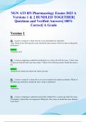 NGN ATI RN Pharmacology Exams 2023 A Versions 1 & 2 BUNDLED TOGETHER&vert; Questions and Verified Answers&vert; 100&percnt; Correct&vert; A Grade 