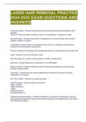 LASER HAIR REMOVAL PRACTICE 2024-2025 EXAM QUESTIONS AND ANSWERS 