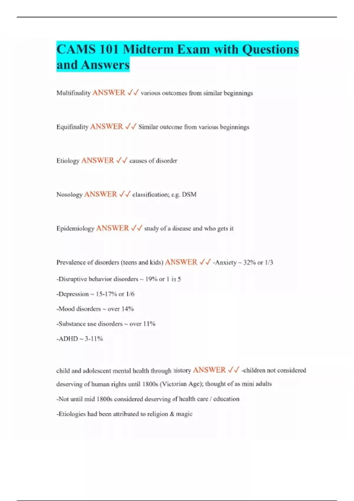 CAMS 101 Midterm Exam with Questions and Answers - CAMS - Stuvia US