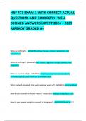 HNF 471 EXAM 1 WITH CORRECT ACTUAL QUESTIONS AND CORRECTLY  WELL DEFINED ANSWERS LATEST 2024 &ndash; 2025  ALREADY GRADED A&plus;   