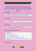 Clinical Decision Making Questions and  Correct Answers the Latest Update 2025- 2026