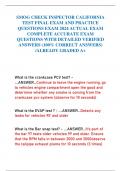 SMOG CHECK INSPECTOR CALIFORNIA  TEST FINAL EXAM AND PRACTICE  QUESTIONS EXAM 2024 ACTUAL EXAM  COMPLETE ACCURATE EXAM  QUESTIONS WITH DETAILED VERIFIED  ANSWERS &lpar;100&percnt; CORRECT ANSWERS&rpar;  &sol;ALREADY GRADED A&plus;
