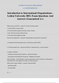 Introduction to International Organizations - Leiden University IRO&period; Exam Questions And Answers &lpar;Guaranteed A&plus;&rpar;