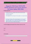 Diagnostic Skills Exam OSCE &lpar;DSE  OSCE&rpar; Questions and Correct Answers  the Latest Update 2025-2026