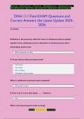 DNH 111 Final EXAM Questions and  Correct Answers the Latest Update 2025- 2026