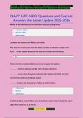NAVY UPC NKO Questions and Correct  Answers the Latest Update 2025-2026