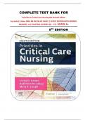 COMPLETE TEST BANK FOR Priorities in Critical Care Nursing 8th Revised edition by Linda D&period; Urden DNSc RN CNS NE-BC FAAN &vert;&vert; LATEST EDITION WITH VERIFIED ANSWERS&period; ALL CHAPTERS COVERED &lbrace;01 &ndash; 27&rcub;&period;  GRADE A&plus;
