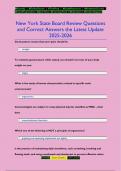 New York State Board Review Questions  and Correct Answers the Latest Update 2025-2026