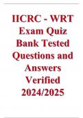 IICRC - WRT Exam Quiz Bank Tested Questions and Answers Verified 2024&sol;2025