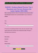 NUR351&colon; Evidence-Based Practice Test 1 Questions and Correct Answers the  Latest Update 2025-2026