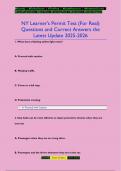 NY Learner's Permit Test &lpar;For Real&rpar; Questions and Correct Answers the  Latest Update 2025-2026