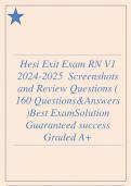 Hesi Exit Exam RN V1 2024-2025  Screenshots and Review Questions &lpar; 160 Questions&Answers &rpar;Best Exam Solution Guaranteed success Graded A&plus; 