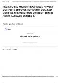 REGIS NU 650 MIDTERM EXAM 2024 NEWEST COMPLETE 250 QUESTIONS WITH DETAILED VERIFIED ANSWERS &lpar;100&percnt; CORRECT&rpar; BRAND NEW&excl;&excl; &sol;ALREADY GRADED A&plus;