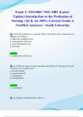 Exam 3&colon; NSG3001&sol; NSG 3001 &lpar;Latest 2024&sol; 2025 Update&rpar; Introduction to the Profession of Nursing &vert; Qs & As&vert; 100&percnt; Correct&vert; Grade A &lpar;Verified Answers&rpar; - South University