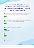 Exam 3&colon; NSG3001&sol; NSG 3001 &lpar;2024&sol; 2025 Updated&rpar; Introduction to the Profession of Nursing &vert; Qs & As&vert; 100&percnt; Correct&vert; Grade A &lpar;Verified Answers&rpar;- South University