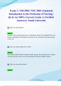 Exam 1&colon; NSG3001&sol; NSG 3001 &lpar;2024&sol; 2025 Updated&rpar; Introduction to the Profession of Nursing &vert; Qs & As&vert; 100&percnt; Correct&vert; Grade A &lpar;Verified Answers&rpar;- South University
