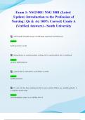 Exam 1&colon; NSG3001&sol; NSG 3001 &lpar;Latest 2024&sol; 2025 Update&rpar; Introduction to the Profession of Nursing &vert; Qs & As&vert; 100&percnt; Correct&vert; Grade A &lpar;Verified Answers&rpar; - South University