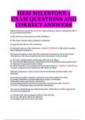 HESI Milestone 1 EXAM Questions AND Correct Answers
