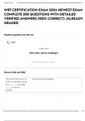 WRT CERTIFICATION EXAM 2024 NEWEST EXAM COMPLETE 200 QUESTIONS WITH DETAILED VERIFIED ANSWERS &lpar;100&percnt; CORRECT&rpar; &sol;ALREADY GRADED