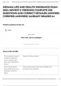 INDIANA LIFE AND HEALTH INSURANCE EXAM 2024 NEWEST 2 VERSIONS COMPLETE 230 QUESTIONS AND CORRECT DETAILED ANSWERS &lpar;VERIFIED ANSWERS&rpar; &vert;ALREADY GRADED A&plus;