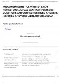 WISCONSIN ESTHETICS WRITTEN EXAM NEWEST 2024 ACTUAL EXAM COMPLETE 200 QUESTIONS AND CORRECT DETAILED ANSWERS &lpar;VERIFIED ANSWERS&rpar; &vert;ALREADY GRADED A&plus;