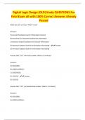Digital Logic Design (DLD) Study QUESTIONS For Final Exam all with 100% Correct Answers Already Passed