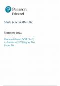  2024 PEARSON EDEXCEL GCSE STATISTICS MARKSCHEME PAPER 2 &lpar;1STO&sol;2H&colon; Higher Tier&rpar;