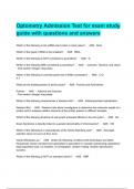 Optometry Admission Test for exam study guide with questions and answers