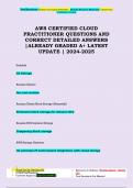 AWS CERTIFIED CLOUD  PRACTITIONER QUESTIONS AND  CORRECT DETAILED ANSWERS &vert;ALREADY GRADED A&plus; LATEST  UPDATE &vert; 2024-2025