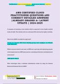 AWS CERTIFIED CLOUD PRACTITIONER QUESTIONS AND CORRECT DETAILED ANSWERS &vert;ALREADY GRADED A&plus; LATEST UPDATE &vert; 2024-2025
