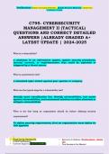 C795- CYBERSECURITY  MANAGEMENT II &lpar;TACTICAL&rpar; QUESTIONS AND CORRECT DETAILED  ANSWERS &vert;ALREADY GRADED A&plus;  LATEST UPDATE &vert; 2024-2025