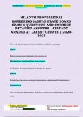 MILADY'S PROFESSIONAL  BARBERING SAMPLE STATE BOARD  EXAM 1 QUESTIONS AND CORRECT  DETAILED ANSWERS &vert;ALREADY  GRADED A&plus; LATEST UPDATE &vert; 2024- 2025MILADY'S PROFESSIONAL  BARBERING SAMPLE STATE BOARD  EXAM 1 QUESTIONS AND CORRECT  DETAILED ANS