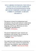 NCE CAREER COUNSELING TEST FINAL  EXAM ACTUAL EXAM COMPLETE  ACCURATE EXAM QUESTIONS WITH  DETAILED VERIFIED ANSWERS &lpar;100&percnt;  CORRECT ANSWERS&rpar; &sol;ALREADY  GRADED A&plus;