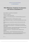 NHA Phlebotomy Technician Test Questions And Answers &lpar;Guaranteed A&plus;&rpar;