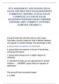NCE ASSESSMENT AND TESTING FINAL  EXAM AND PRACTICE EXAM QUESTIONS  CURRENTLY TESTING ACTUAL EXAM  COMPLETE ACCURATE EXAM  QUESTIONS WITH DETAILED VERIFIED  ANSWERS &lpar;100&percnt; CORRECT ANSWERS&rpar;  &sol;ALREADY GRADED A&plus;