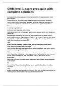 CWB level 1 exam prep quiz with complete solutions&period;