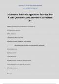 Minnesota Pesticide Applicator Practice Test Exam Questions And Answers &lpar;Guaranteed A&plus;&rpar;