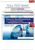 FULL TEST BANK Clinical Manifestations and Assessment of Respiratory Disease  8th Edition by Terry Des Jardins  Questions And Answers Graded A+  