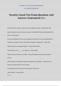 Security Guard Test Exam Questions And Answers &lpar;Guaranteed A&plus;&rpar;