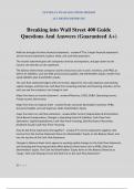 Breaking into Wall Street 400 Guide Questions And Answers &lpar;Guaranteed A&plus;&rpar;