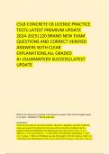CSLB CONCRETE C8 LICENSE PRACTICE TEST 1&colon;LATEST PREMIUM UPDATE 2024-2025&vert;75 BRAND NEW EXAM QUESTIONS AND CORRECT VERIFIED ANSWERS WITH CLEAR EXPLANATIONS&comma;ALL GRADED A&plus;&vert;GUARANTEED SUCCESS&vert;LATEST UPDATE 