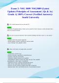 Exam 2&colon; NSG 3009&sol; NSG3009 &lpar;Latest 2024&sol; 2025 Update&rpar; Principles of Assessment &vert; Qs & As&vert; Grade A&vert; 100&percnt; Correct &lpar;Verified Answers&rpar;- South University