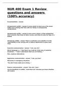 NUR 400 Exam 1 Review questions and answers &lpar;100- accuracy&rpar;