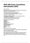 NUR 400 Exam 4 questions and answers 2025