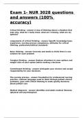 Exam 1- NUR 3028 questions and answers &lpar;100- accuracy&rpar;