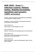 NUR 3028 - Exam 1 - Infection Control&comma; Patient Safety&comma; Mobility Immobility questions and answers