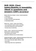 NUR 3028 Client Safety Mobility & Immobility &lpar;Week 2&rpar; questions and answers &lpar;100- accuracy&rpar;