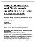 NUR 3028 Nutrition and Fluids sample questions and answers &lpar;100- accuracy&rpar;