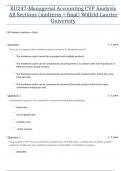 BU247-Managerial Accounting CVP Analysis All Sections &lpar;midterm &plus; final&rpar; WITH PROF Dr&period; Dorian Lane&period; Wilfrid Laurier University
