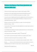 Business Intelligence Final Exam Questions and Answers 100&percnt; Pass